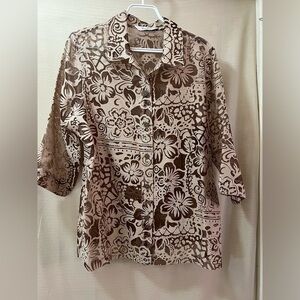 🔵 Tanjay women’s sheer blouse size 12 floral summer lightweight